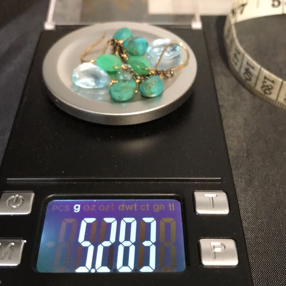 Earrings - 14k YG - Multi Gemstones - 1-3/4” Drop - BOHO - Picture 8 of 8